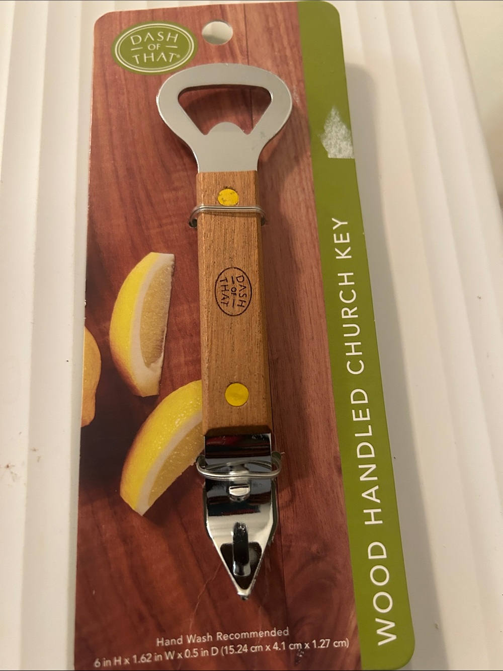 Wood Handled Church Key Bottle Opener - Natural Wood